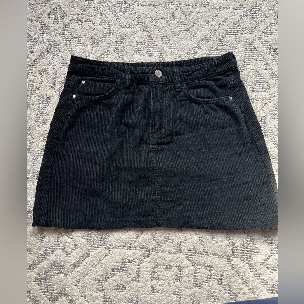 Bershka Black Corduroy Mini Skirt